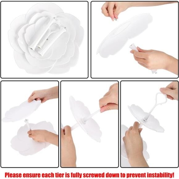 3 Pack 3 Tiers White Plastic Cupcake Stand Dessert Stand Tiered Serving Trays - Picture 4 of 8